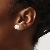 10k Yellow Gold Stud Earrings with White Cultured Round Pearls, Classic Minimalist Design