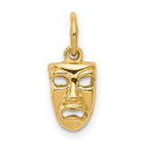 10k Yellow Gold Comedy and Tragedy Mask Pendant, Theater Drama Charm for Actors and Fans