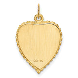 10k Yellow Gold Heart Pendant with 50th Anniversary Message, Romantic Keepsake Charm