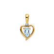 10k Yellow Gold Heart Pendant with Oval Aquamarine and Diamond Accent for Women