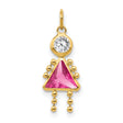 10k Yellow Gold Pendant with Synthetic Birthstone Girl Shape, Family Themed Jewelry Charm