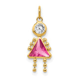 10k Yellow Gold Pendant with Synthetic Birthstone Girl Shape, Family Themed Jewelry Charm