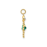 10k Yellow Gold Girl Pendant with Green Synthetic Birthstone, Triangle Figure Design