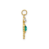 10k Yellow Gold Pendant with Oval Synthetic Birthstone and White Gemstones, Family Symbol Charm