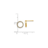 10k Yellow Gold Open Circle Stud Earrings with Round Cubic Zirconia Pave Setting