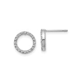 10k White Gold Circle Stud Earrings with Diamond Cut Finish, Minimalist Eternity Design