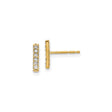 10k Yellow Gold Bar Stud Earrings with Diamond, Minimalist Vertical Design for Women