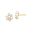 10k Yellow Gold Stud Earrings with White Cultured Pearls, Floral Cluster Design