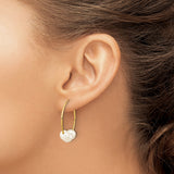 10k Yellow Gold Hoop Earrings with Freshwater Pearls, Dangle Design for Women