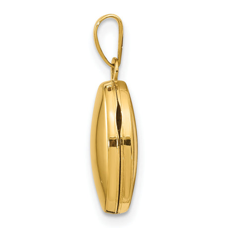 10k Yellow Gold Oval Locket Pendant, Smooth Polished Keepsake Charm for Women