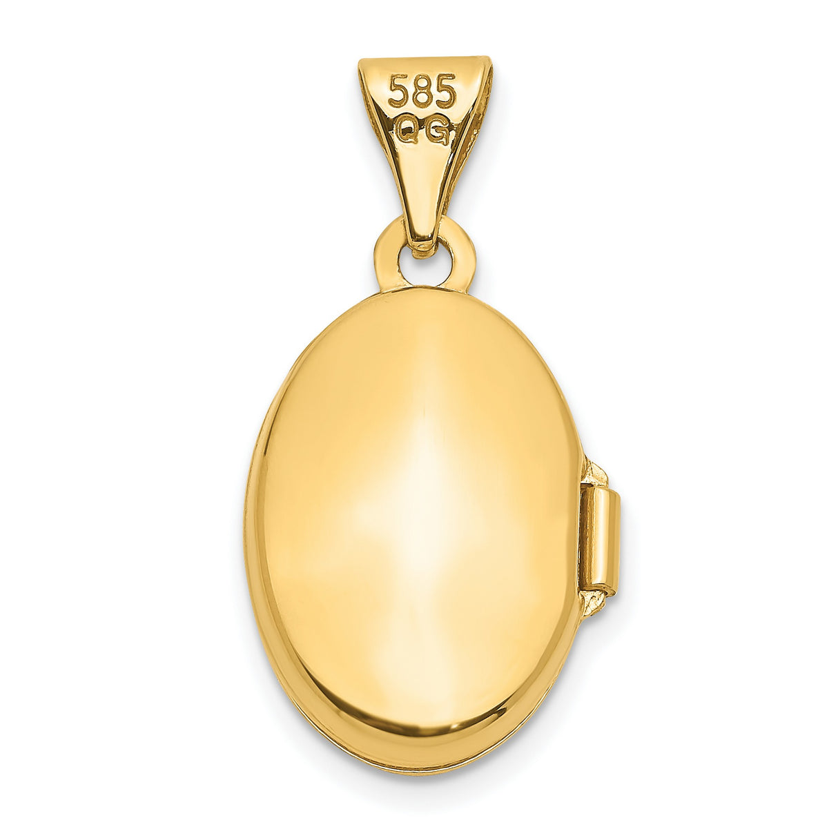 10k Yellow Gold Oval Locket Pendant, Smooth Polished Keepsake Charm for Women