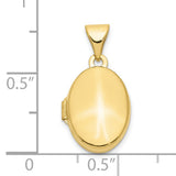 10k Yellow Gold Oval Locket Pendant, Smooth Polished Keepsake Charm for Women