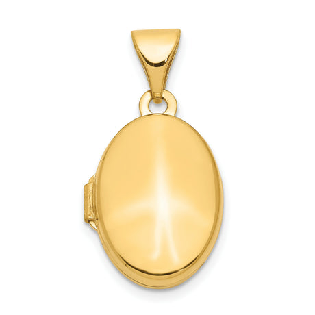 10k Yellow Gold Oval Locket Pendant, Smooth Polished Keepsake Charm for Women