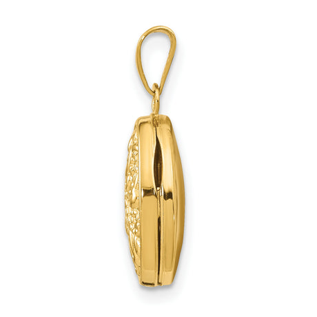 10k Yellow Gold Locket Pendant with Floral Design for Women
