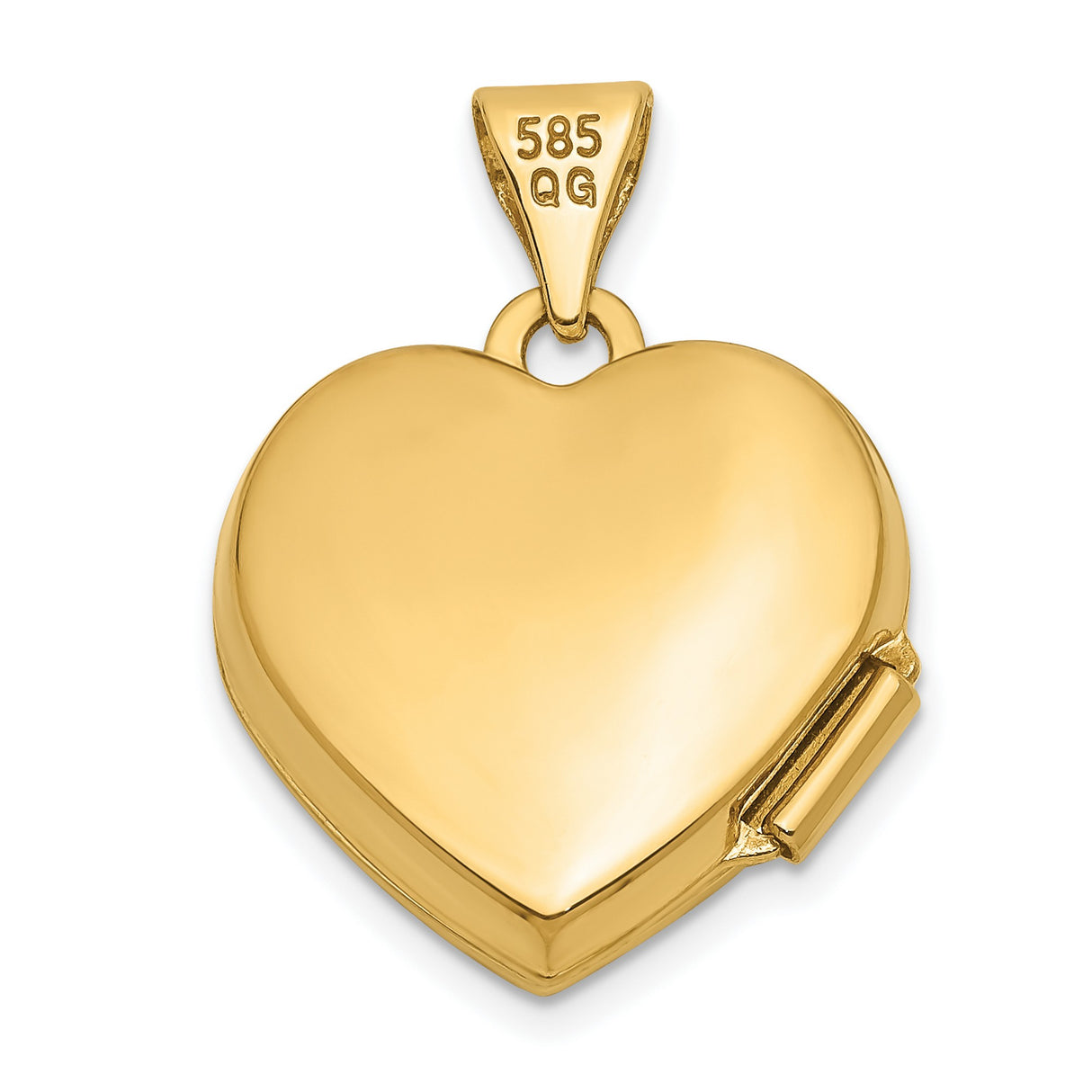 10k Yellow Gold Heart Locket Pendant with Floral Detail, Hinged Keepsake Jewelry for Women