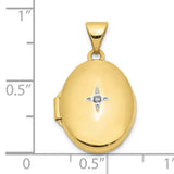 Diamond Oval Locket Charm Pendant in Real 10k Yellow Gold