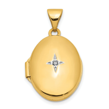 Diamond Oval Locket Charm Pendant in Real 10k Yellow Gold