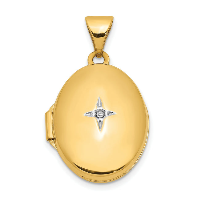 Diamond Oval Locket Charm Pendant in Real 10k Yellow Gold