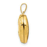 10k Yellow Gold Heart Locket Pendant with Floral Engraving and Scrollwork Design