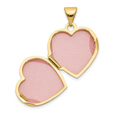 10k Yellow Gold Heart Locket Pendant with Floral Engraving and Scrollwork Design