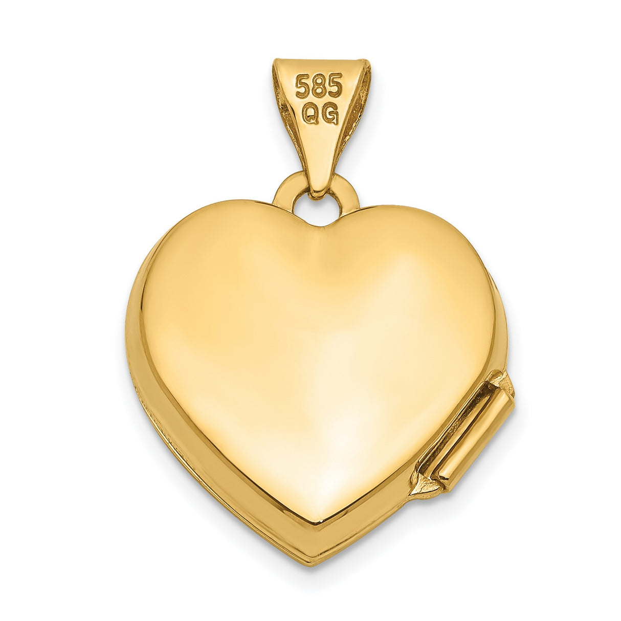 10k Yellow Gold Heart Locket Pendant with Raised Double Hearts and Scrollwork Design