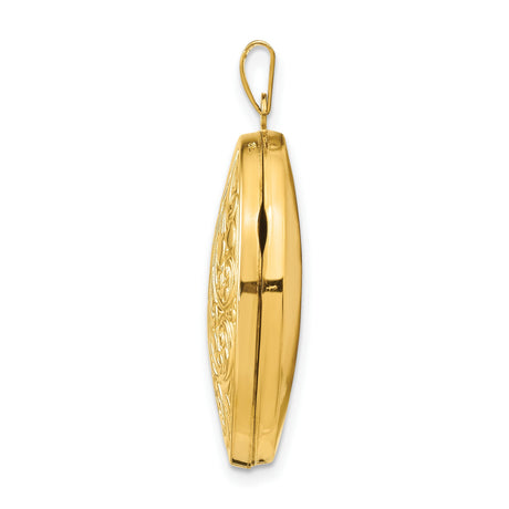 10k Yellow Gold Locket Pendant with Floral Scroll Design, Vintage Inspired Keepsake for Women