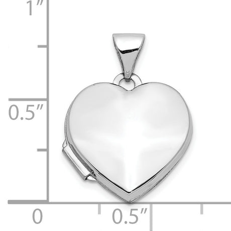 Polished Heart-Shaped Locket Charm Pendant in Real 10k White Gold