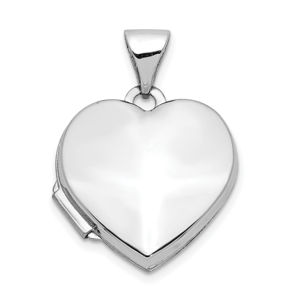 Polished Heart-Shaped Locket Charm Pendant in Real 10k White Gold