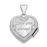 10k White Gold Heart Locket Pendant with Floral Scrollwork Design for Women