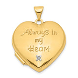 10k Two-Tone Gold Heart Locket Pendant with Diamond Accent, Always in My Heart Engraving