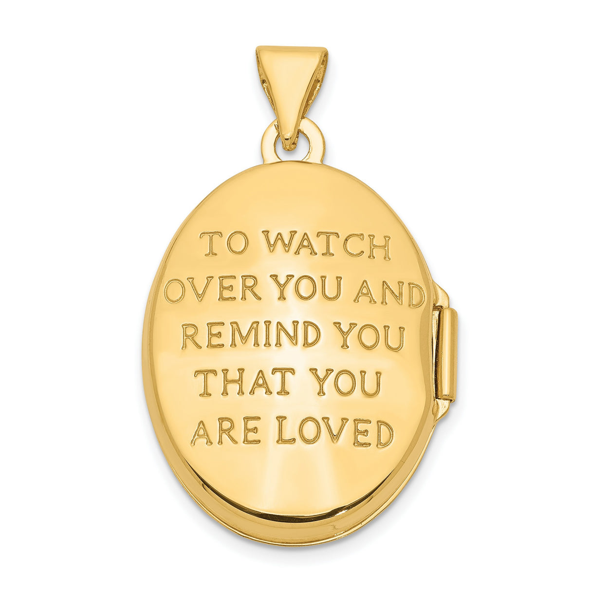 10k Multi-Tone Gold Oval Angel Locket Pendant with Rhodium Accents, Guardian Halo Design