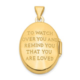 10k Multi-Tone Gold Oval Angel Locket Pendant with Rhodium Accents, Guardian Halo Design