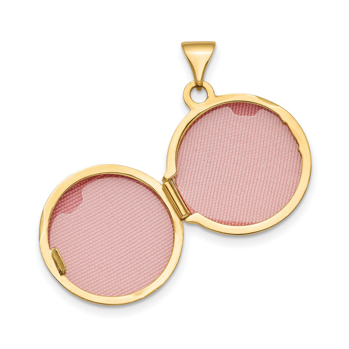 10k Yellow Gold Round Locket Pendant, Hinged Polished Photo Holder Keepsake for Women