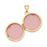 10k Yellow Gold Round Locket Pendant, Hinged Polished Photo Holder Keepsake for Women