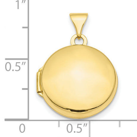 10k Yellow Gold Round Locket Pendant, Hinged Polished Photo Holder Keepsake for Women