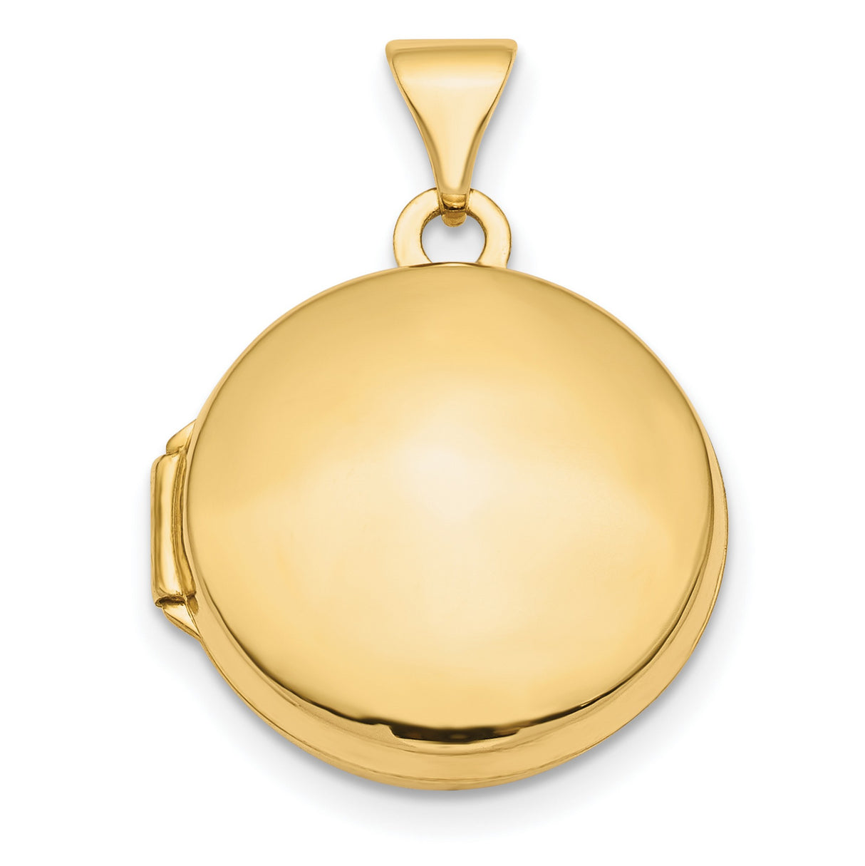 10k Yellow Gold Round Locket Pendant, Hinged Polished Photo Holder Keepsake for Women