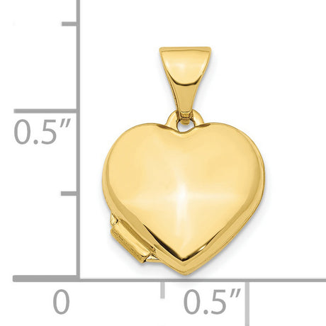 10k Yellow Gold Heart Locket Pendant with Polished Finish, Classic Keepsake Jewelry for Women