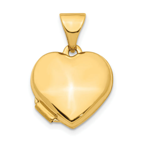 10k Yellow Gold Heart Locket Pendant with Polished Finish, Classic Keepsake Jewelry for Women