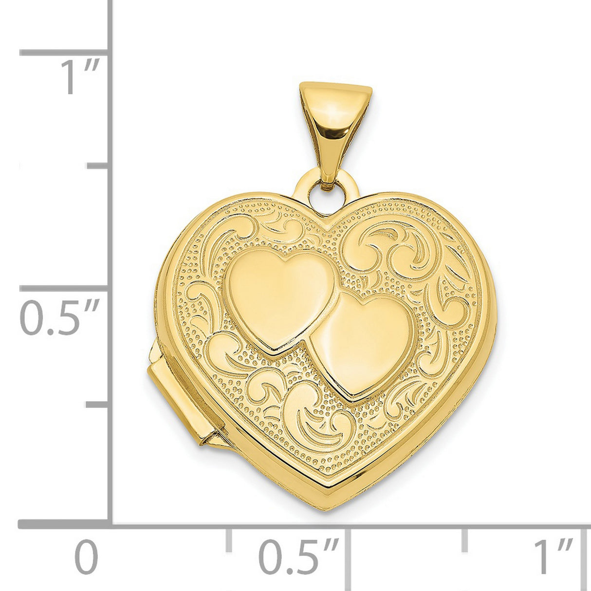 Double Heart Locket Charm Pendant in Real 10k Yellow Gold