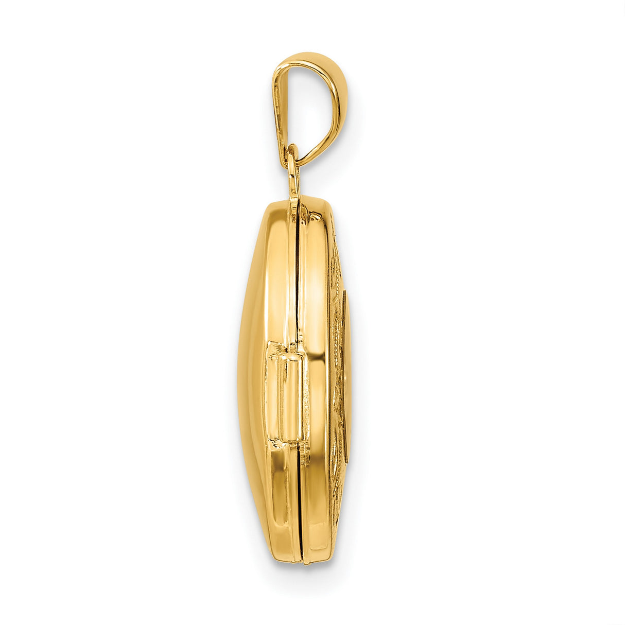 10k Yellow Gold Locket Pendant, Oval Floral Design Keepsake for Women