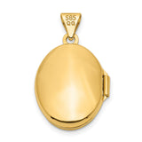 10k Yellow Gold Locket Pendant, Oval Floral Design Keepsake for Women