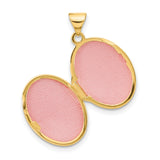 10k Yellow Gold Locket Pendant, Oval Floral Design Keepsake for Women