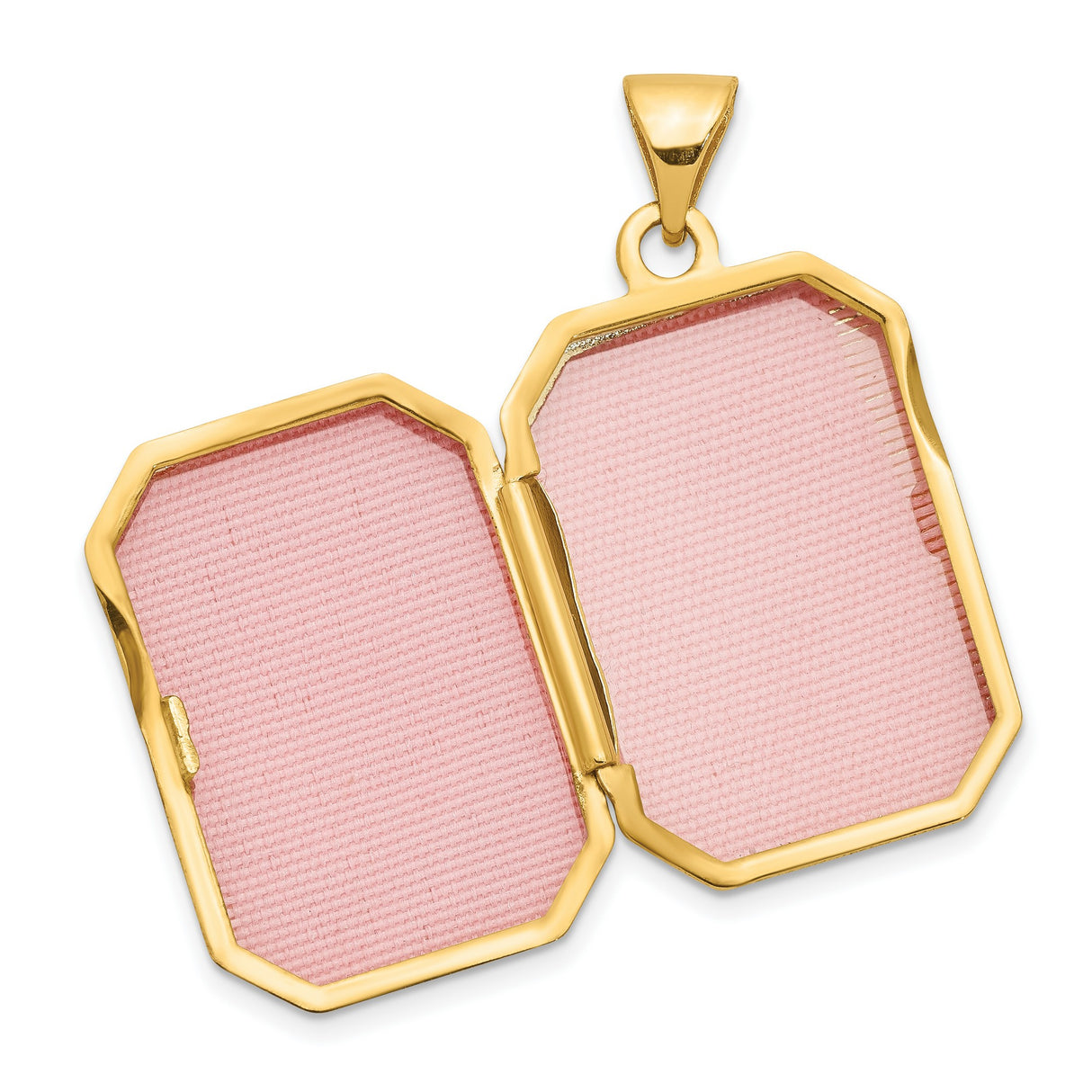 10k Yellow Gold Rectangle Locket Pendant with Scroll Detail and Polished Oval Center