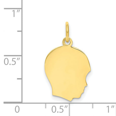 10k Yellow Gold Pendant, Boy Silhouette Design, Engravable Motherhood Charm for Women