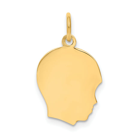 10k Yellow Gold Pendant, Boy Silhouette Design, Engravable Motherhood Charm for Women