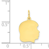 10k Yellow Gold Silhouette Pendant, Flat Profile Charm with Polished Finish, Engraveable Keepsake