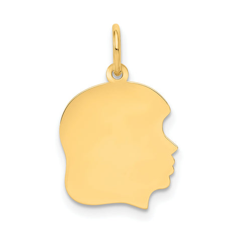 10k Yellow Gold Silhouette Pendant, Solid Profile Charm, Engraving Ready Keepsake Jewelry