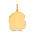 10k Yellow Gold Silhouette Pendant, Flat Profile Charm with Polished Finish, Engraveable Keepsake