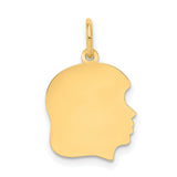 10k Yellow Gold Silhouette Pendant, Flat Profile Charm with Polished Finish, Engraveable Keepsake