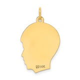 10k Yellow Gold Boy Silhouette Pendant, Polished Profile Charm, Memorial Jewelry for Mothers